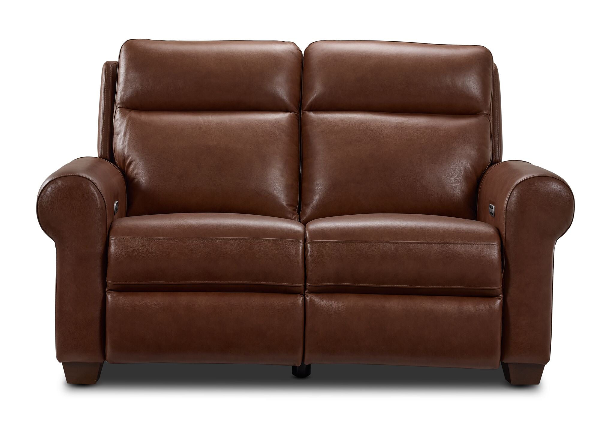 Conrad Leather Dual Power Reclining Loveseat - Dark Brown