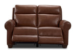 Conrad Leather Dual Power Reclining Loveseat - Dark Brown