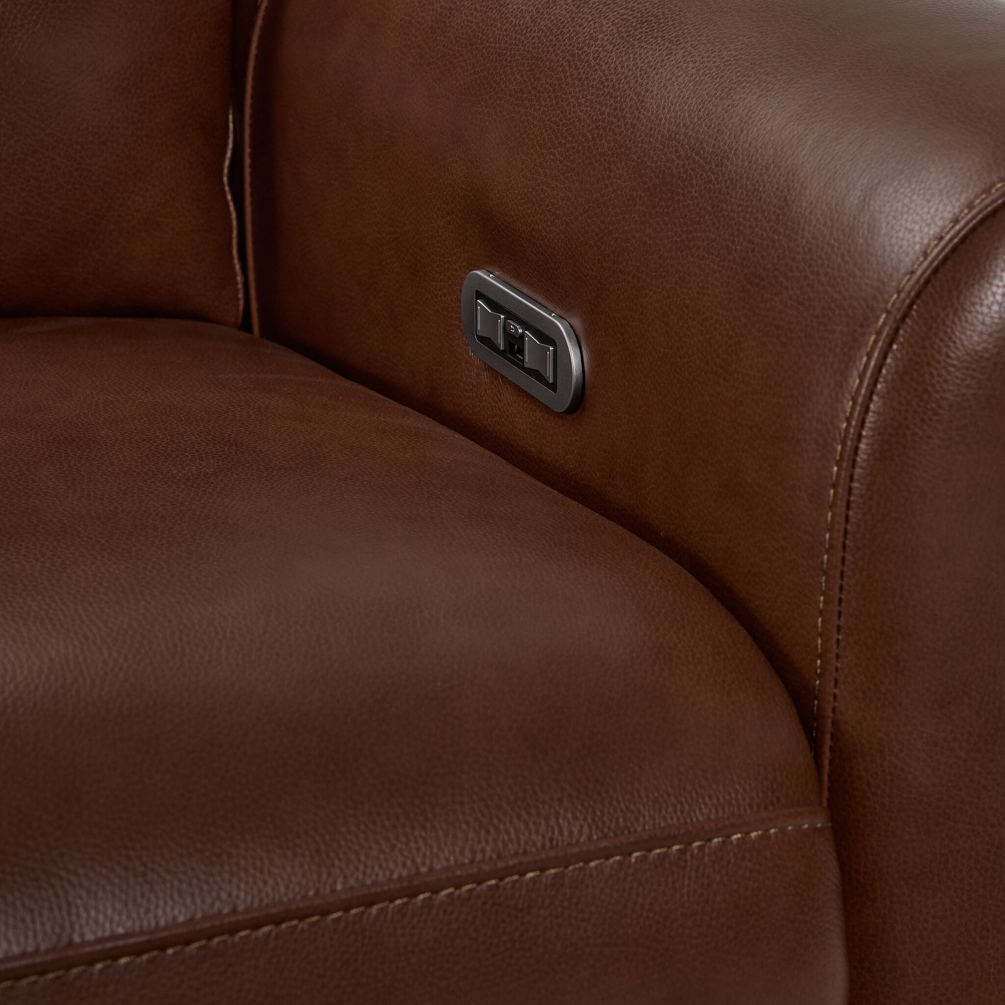Conrad Leather Dual Power Reclining Sofa - Dark Brown