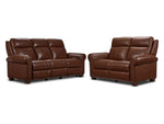 Conrad Leather Dual Power Reclining Sofa and Loveseat Set - Dark Brown