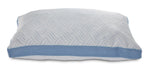 Cool Ice Queen Pillow, front view showing white wave-patterned fabric and breathable blue mesh side panel
