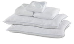 Full 10-Piece White Dream Bedding Bundle with white pillows, folded bedding and sleep mask arranged together