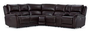 Cordova Leather 6-Piece Power Reclining Sectional - Dark Brown