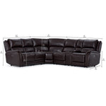 Cordova Leather 6-Piece Power Reclining Sectional - Dark Brown