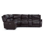 Cordova Leather 6-Piece Power Reclining Sectional - Dark Brown
