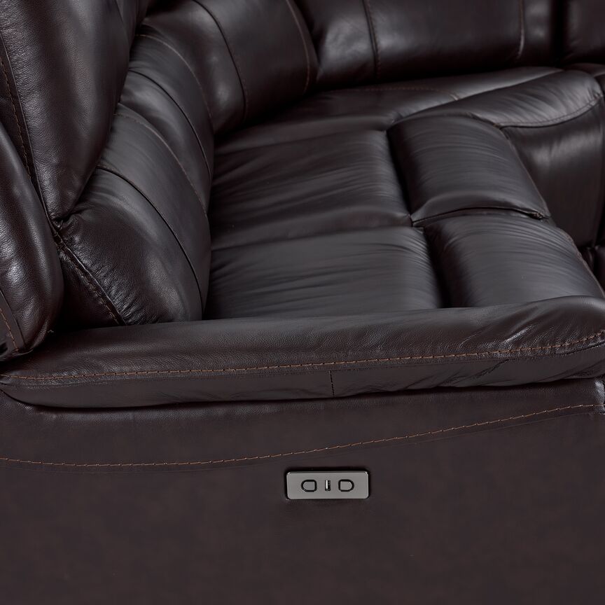Cordova Leather 6-Piece Power Reclining Sectional - Dark Brown