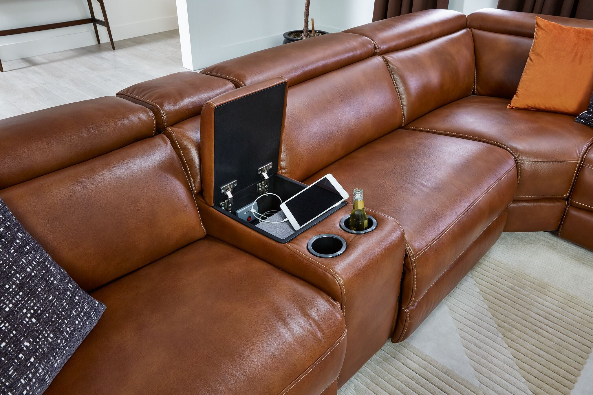 Corsica 6-Piece Dual Power Reclining Sectional - Brown