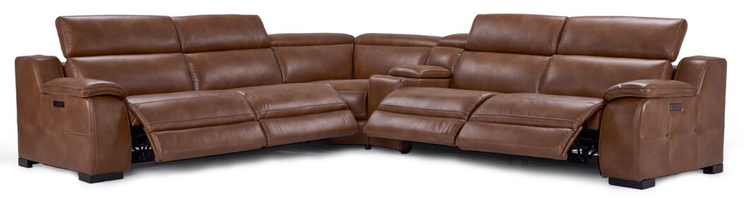 Corsica 6-Piece Dual Power Reclining Sectional - Brown
