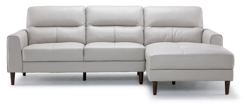 Cruz Leather 2-Piece Sectional with Right Facing Chaise - Silver