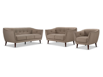 Daphne Sofa, Loveseat and Chair Set - Beige