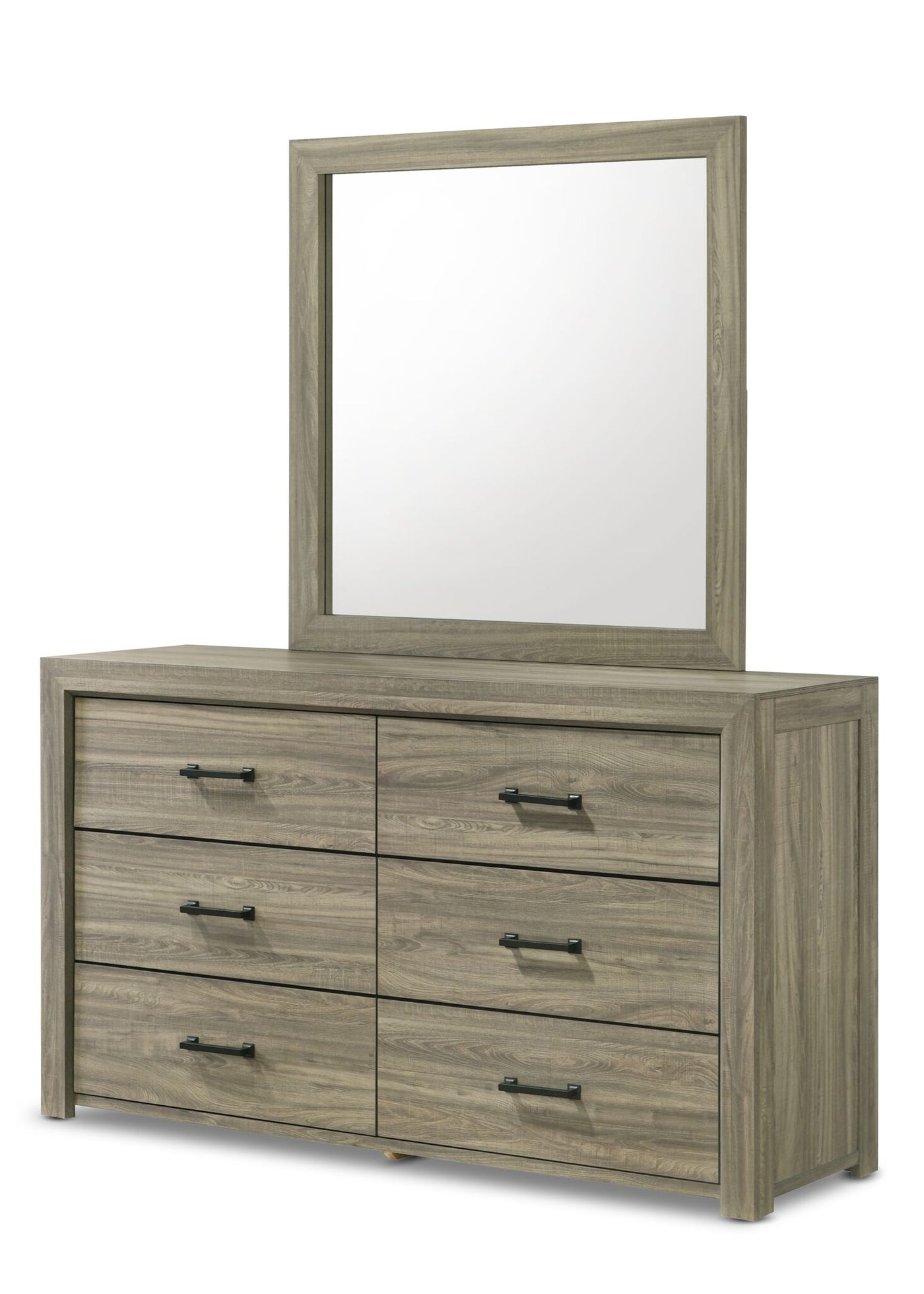 Dario 6-Piece Queen Storage Bedroom Set - Light Brown, Beige