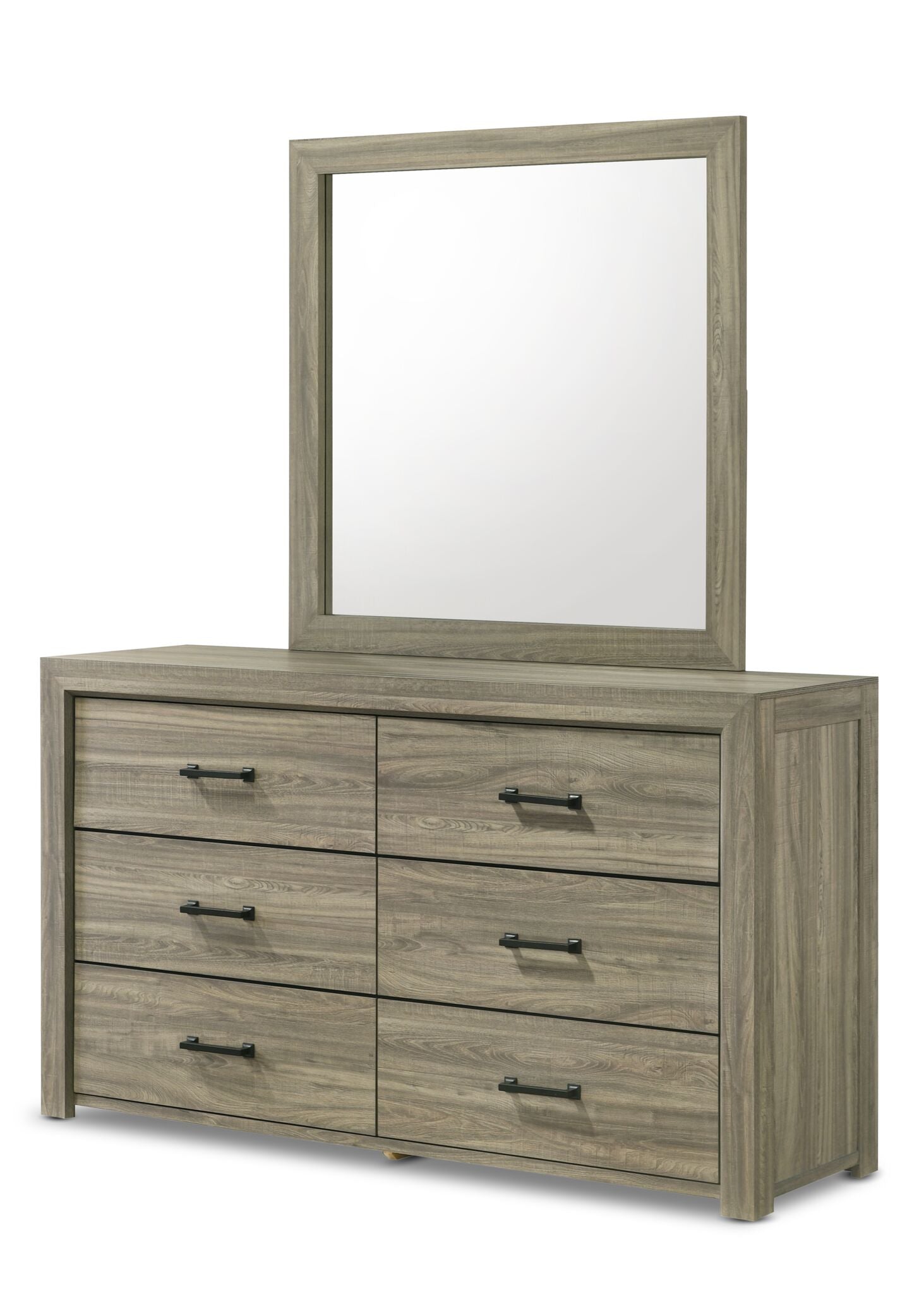 Dario 6-Piece Queen Storage Bedroom Set - Light Brown, Beige