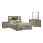 Dario 6-Piece Queen Storage Bedroom Set - Light Brown, Beige