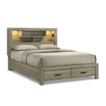 Dario 6-Piece Queen Storage Bedroom Set - Light Brown, Beige