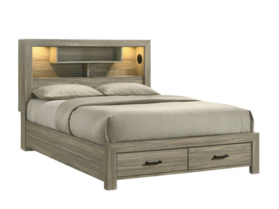 Dario 3-Piece Storage Full Bed - Light Brown, Beige