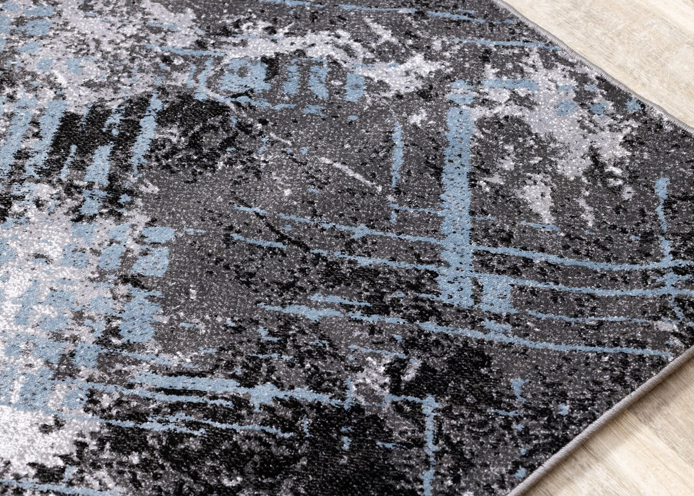Dawn 7'10" x 10'6"" Worn Crosshatch Area Rug - Grey, Blue