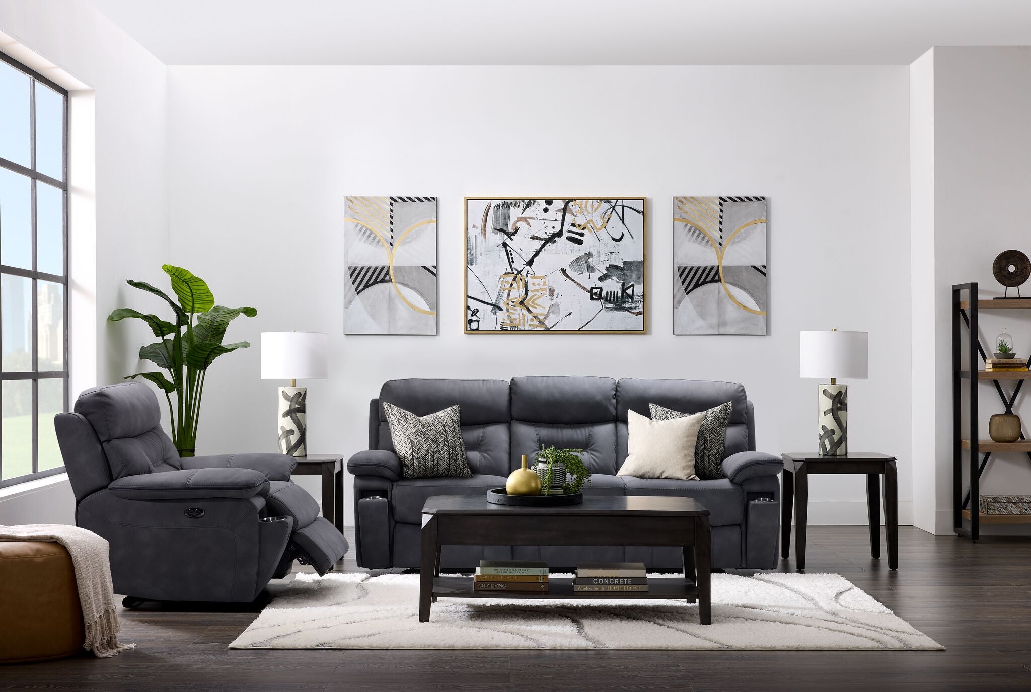 Dawson Power Reclining Sofa and Chair Set - Graphite | Leon's