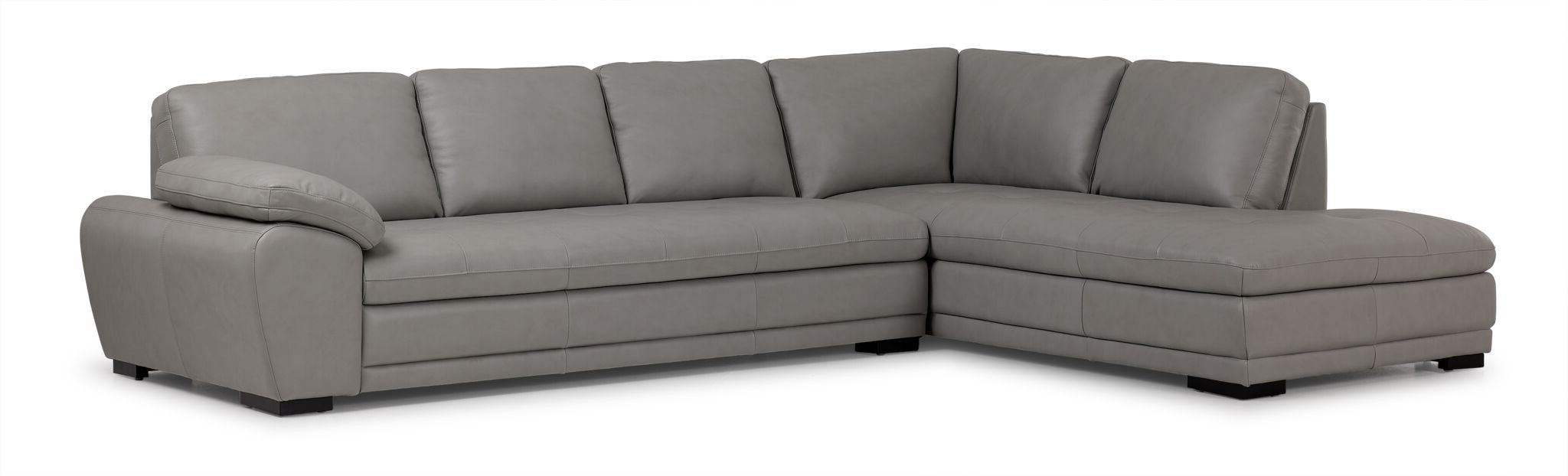 Daytona Leather 2-Piece Sectional with Right-Facing Chaise - Light Grey