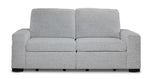 Delphine Power Slide-Out Sofa Bed - Off White front view with two cushioned seats and supportive backrests