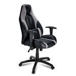 Dixon black and grey leather-look gaming chair with high back, lumbar cushion, armrests and five-wheel base