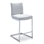 Dyane Counter Height Stool - Light Grey, Chrome