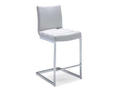 Dyane Counter Height Stool - Light Grey, Chrome