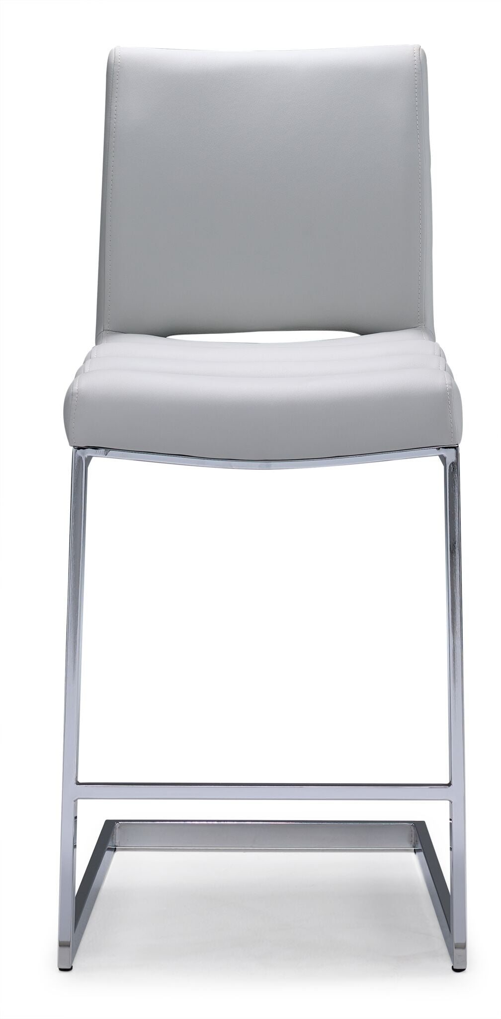 Dyane Counter Height Stool - Light Grey, Chrome