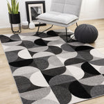 Eclipse 6'7" x 9'6" Mid-Century Modern Design Area Rug - Grey, Black, White