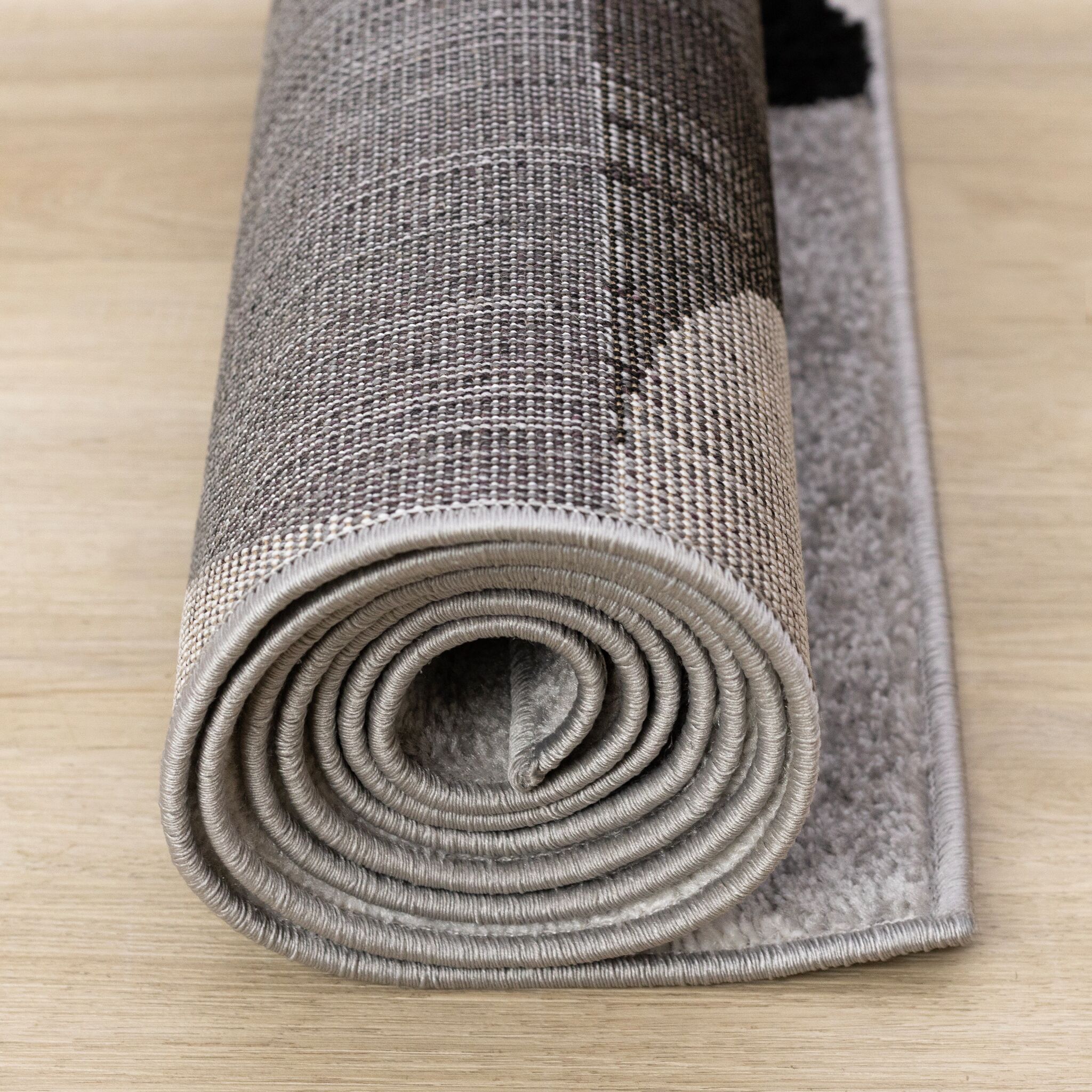 Eclipse 6'7" x 9'6" Mid-Century Modern Design Area Rug - Grey, Black, White