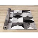 Eclipse 7'10" x 10'6" Mid-Century Modern Design Area Rug - Grey, Black, White