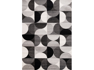 Eclipse 5'3" x 7'7" Mid-Century Modern Design Area Rug - Grey, Black, White