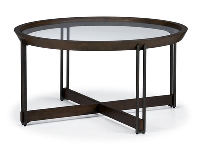 Elora 36" Round Coffee Table - Walnut and Tarnished Silver Finish