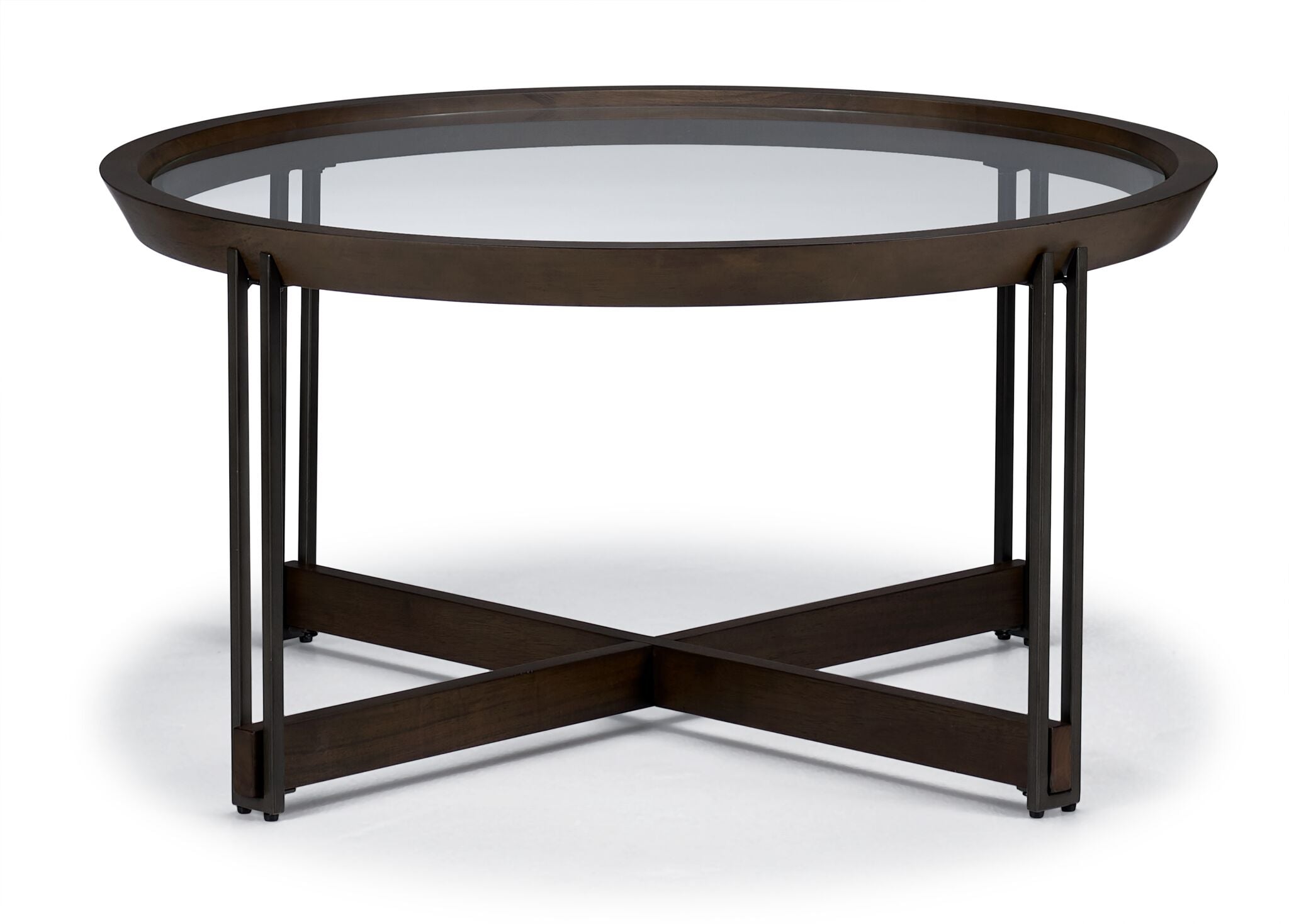 Elora 36" Round Coffee Table - Walnut and Tarnished Silver Finish