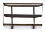 Elora 50" Oval Sofa Table - Walnut and Tarnished Silver Finish