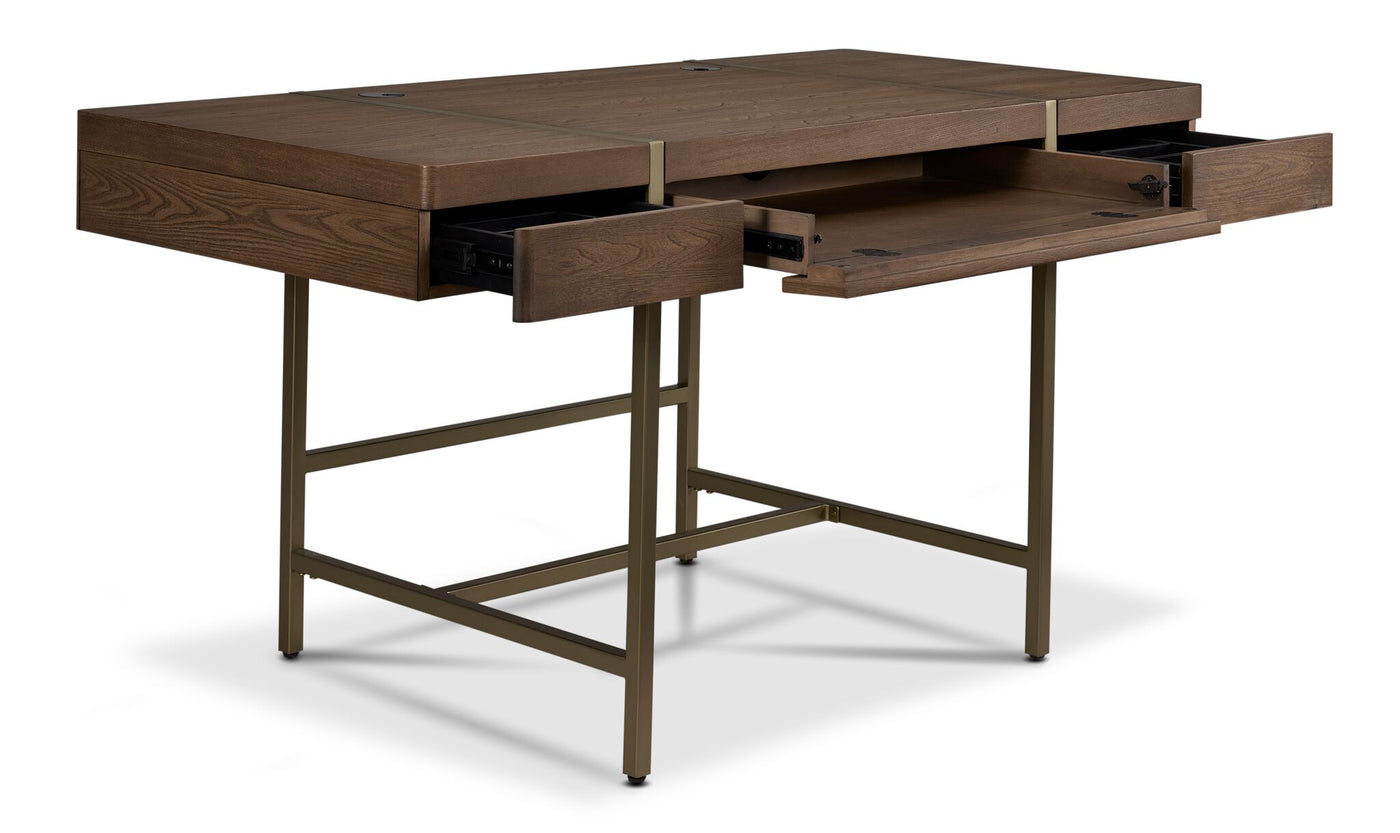 Elure Writing Desk - with USB - Latte
