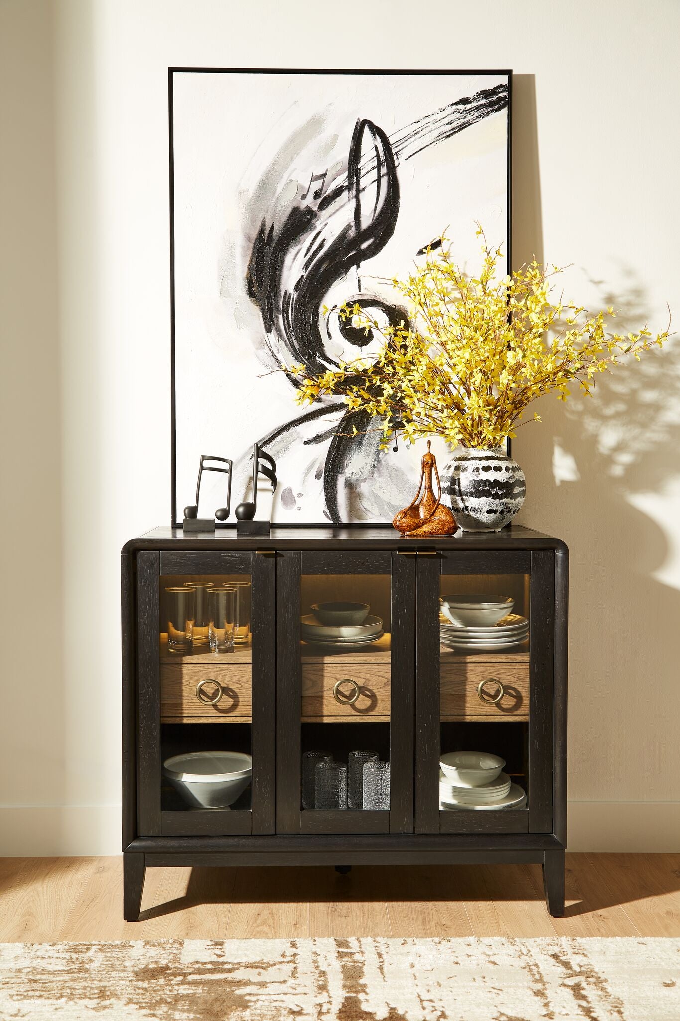 Elure Glass Door Server - Peppercorn