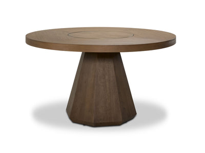 Elure Round Dining Table With Lazy Susan - Latte