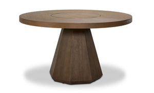 Elure Round Dining Table With Lazy Susan - Latte