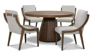 Elure 5-Piece Round Dining Table With Lazy Susan - Latte