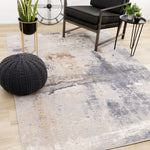 Smoky Terrain 6'7" x 9'6" Distressed Design Area Rug - Taupe, White, Brown