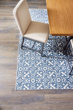 Feeling Connected 7'10" x 10'6" Damask Design Area Rug - Blue