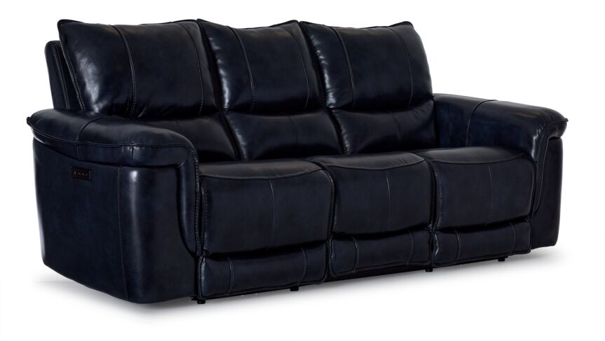 Fabio Leather Dual Power Reclining Sofa, Loveseat and Chair Set - Dark Blue
