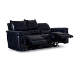 Fabio Leather Dual Power Reclining Sofa - Dark Blue