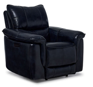 Fabio Leather Dual Power Recliner - Dark Blue