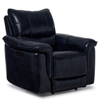 Fabio Leather Dual Power Reclining Sofa and Chair Set - Dark Blue