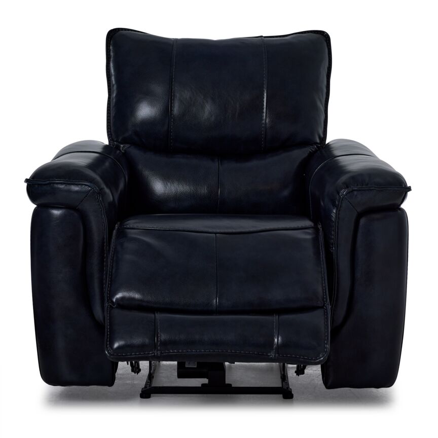 Fabio Leather Dual Power Recliner - Dark Blue