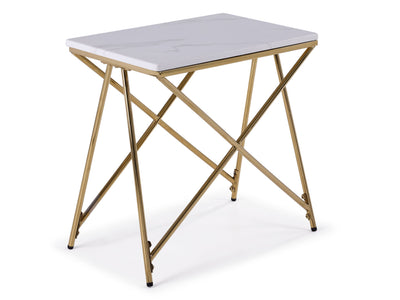 Farah 22" End Table - White and Gold