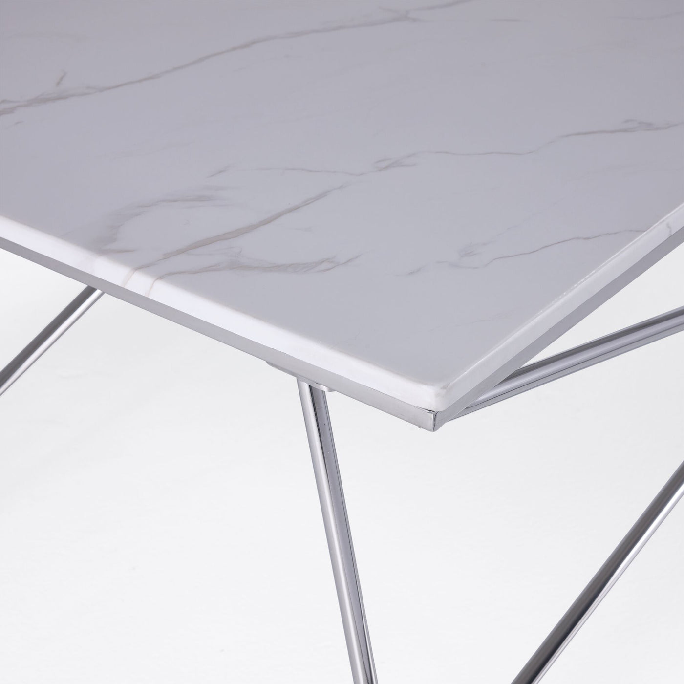 Farah End Table - White and Chrome