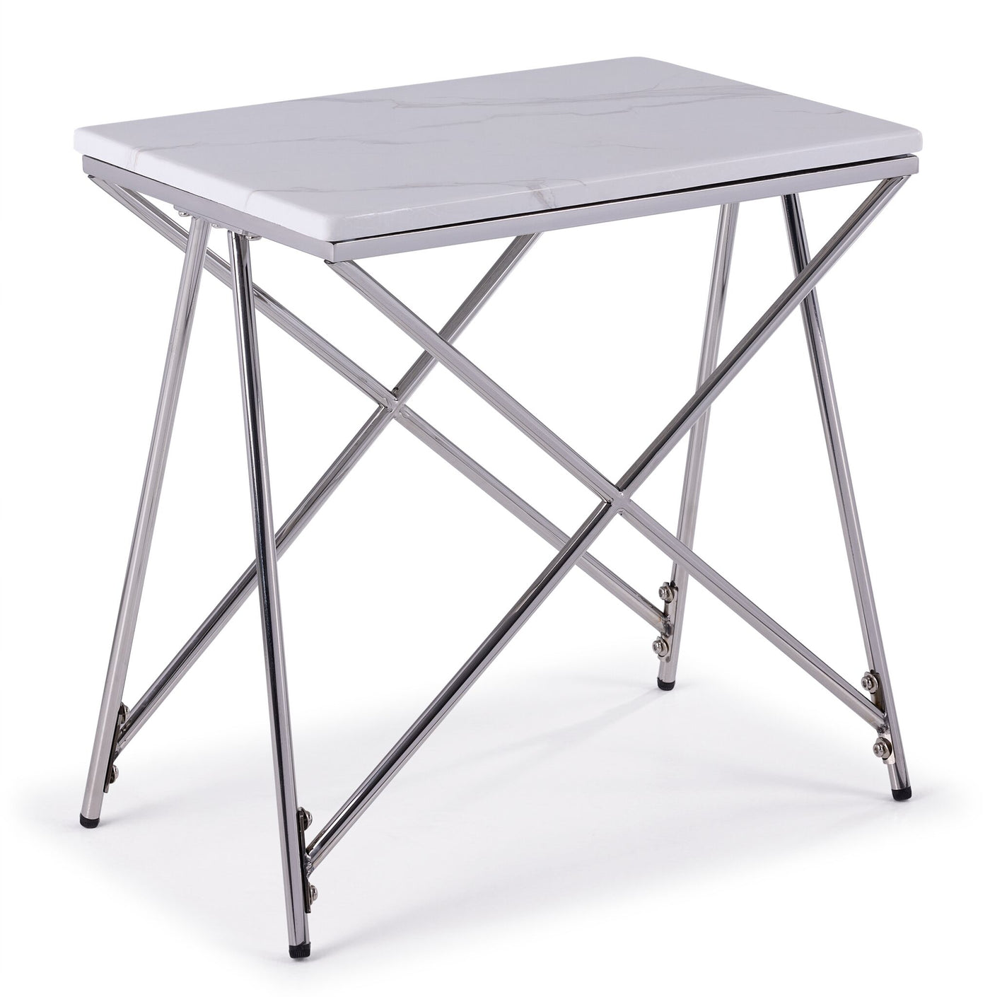 Farah End Table - White and Chrome