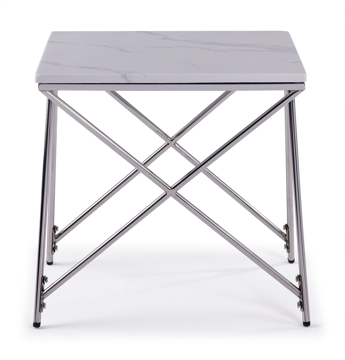 Farah End Table - White and Chrome